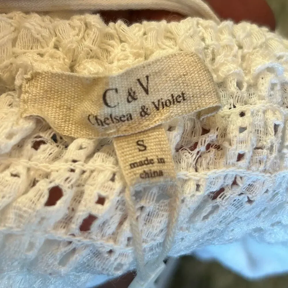 Chelsea & Violet Dress Womens Juniors S White Lace Bodice‎ Smocked Back Mini NEW